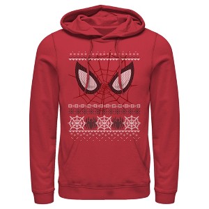 Men's Marvel Ugly Christmas Spider-Man Mask Pull Over Hoodie - 1 of 3