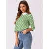 Allegra K Women's Polka Dots Contrast Peter Pan Collar 3/4 Sleeves Blouse - 3 of 4
