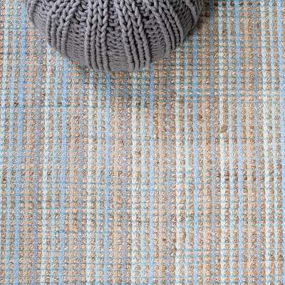 Handwoven Cape Cod Chic 6' Square Gray Cotton Area Rug