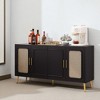 59.84" Vintage Four-Door Sideboard Buffet Cabinet with Plastic Rattan Doors, Gold Feet, MDF Storage Console for Dining Room, Kitchen, Living Room - 3 of 4