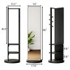 SEVOBAL Full Length Mirror 66"x14" 360 degree Rotating with Rotating Coat Rack Solid Wood Mirror Hanger Storage, Black, 17.72"*17.72"*65.75" - 4 of 4