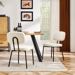NicBex Faux Leather Dining Chairs Set of 2,Modern Upholstered Armless Kitchen Chairs with Metal Legs for Dining room,Living Room,Kitchen - 1 of 4