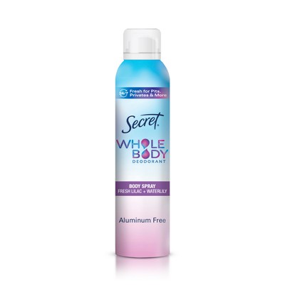 Secret Whole Body Aluminum Free Deodorant Spray - Lilac & Waterlily - 3.5oz