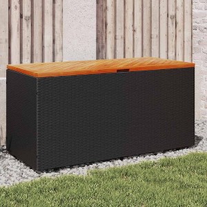 Garden Storage Box Black Poly Rattan 43.3 x 19.7 x 21.3 in - 1 of 4