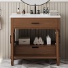 Ridstar 36 in. W Brown Bathroom Storage Cabinet with 2 Soft Close Doors and 3 Drawers - 3 of 4