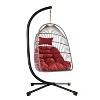 FIONECA Red Outdoor Hanging Egg Chair with Stand ¨C Wicker Swing Chair for Patio, Garden, Indoor - 2 of 4