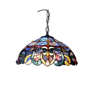 Chloe Lighting CH18091PV18-DH2 Nora Tiffany Style Victorian 2 Light Ceiling Pendant Fixture 18`` Shade - 1 of 3
