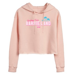 Women's - Barbie - Greetings from Barbie Land Cropped Graphic Hoodie - 1 of 2