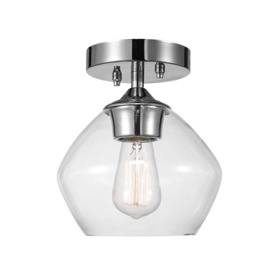 1 Light Harrow Semi Flush Mount Ceiling with Clear Glass Shade Chrome - Globe Electric