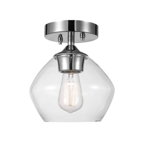 1 Light Harrow Semi Flush Mount Ceiling with Clear Glass Shade Chrome -  Globe Electric