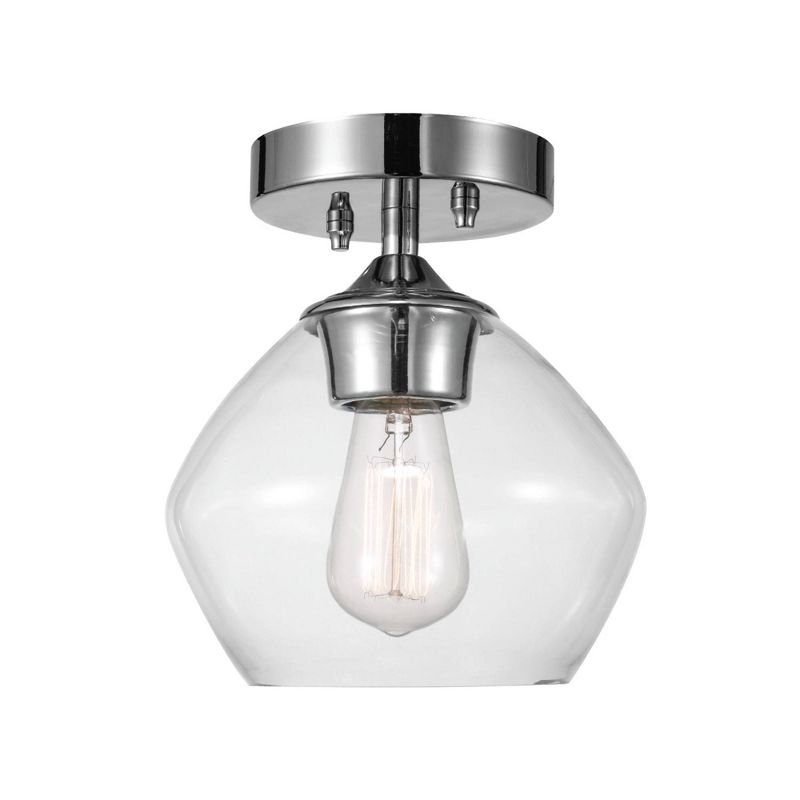 1 Light Harrow Semi Flush Mount Ceiling with Clear Glass Shade Chrome - Globe Electric, 1 of 8