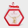 14K Gold Dipped Cubic Zirconia Puffy Heart Charm Initial Necklace - A New Day™ Gold - 3 of 4