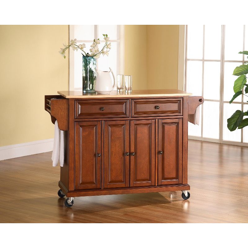 Crosley Natural Wood Top Kitchen Cart - Cherry, 4 of 7