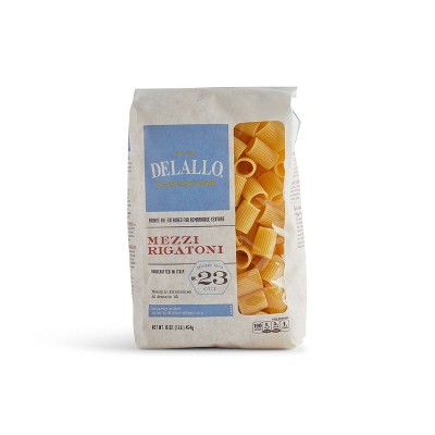 DeLallo Mezzi Rigatoni Pasta, 16 oz Bag, (7 Pack)