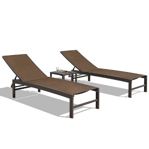 Crestlive Products 3 pcs Outdoor Aluminum Mesh Chaise Lounge Chairs and Side Table Set Sun Lounger with Adjustable Backrest - 1 of 4