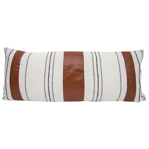 18x18 Hand Woven Rust Geo Stripe Outdoor Pillow Polyester With Polyester  Fill By Foreside Home & Garden : Target