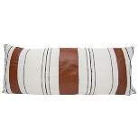 14x36 Inches Hand Woven Multi Cotton & Faux Leather With Polyester Fill Pillow - Foreside Home & Garden