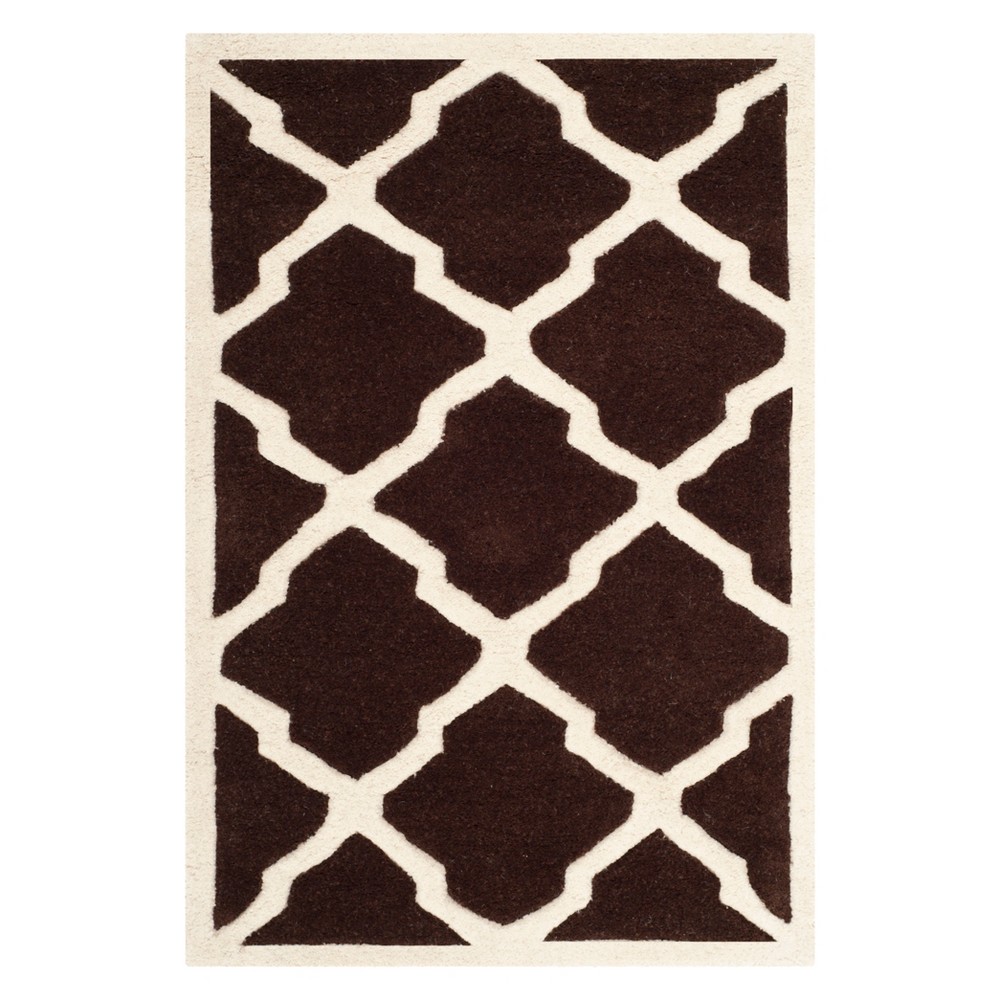 3'x5' Quatrefoil Design Tufted Accent Rug Dark Brown/Ivory - Safavieh