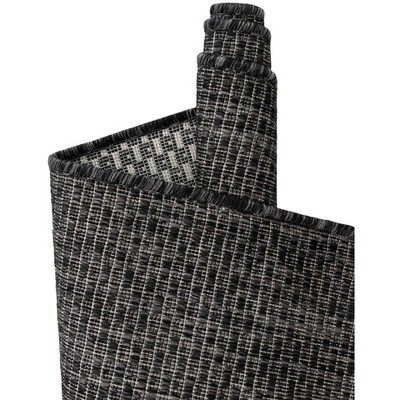 Black Flat Woven Stain-Resistant Outdoor Area Rug 5' x 7'