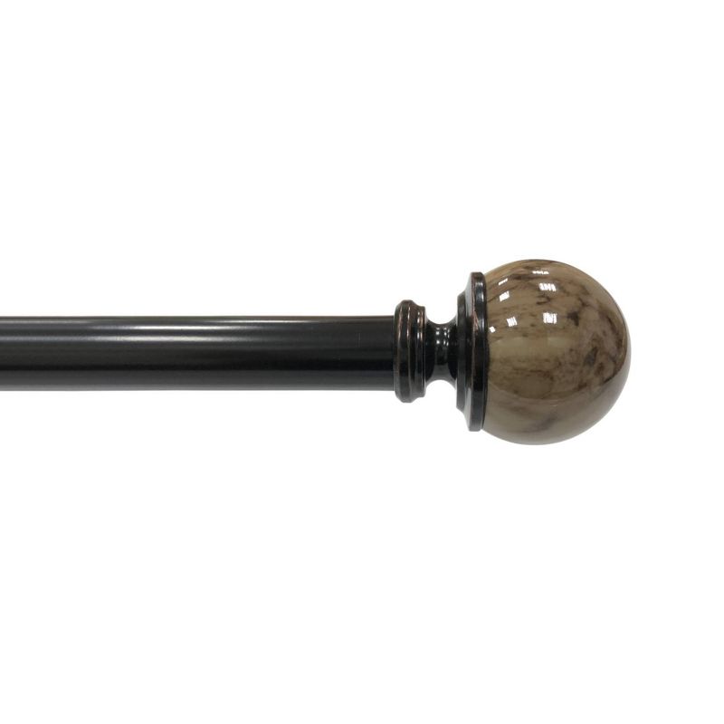 Decorative Drapery Curtain Rod with Marble Ball Finials Oil Rubbed Bronze - Lumi Home Furnishings, 1 of 7