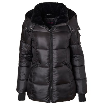 Sportoli Womens Winter Coat Hooded Plush Lined Quilted Warm Zip Up ...