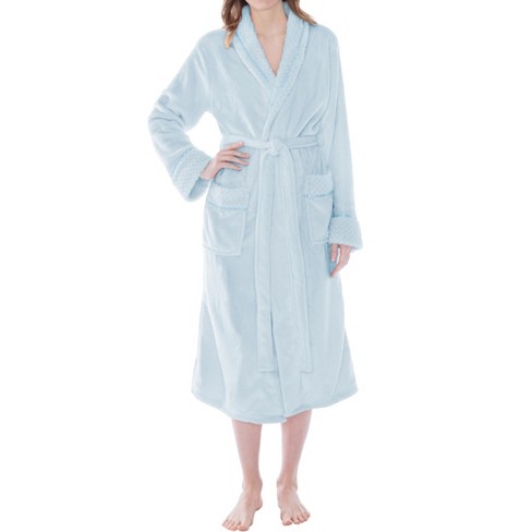 Pavilia Soft Plush Women Fleece Robe, Cozy Warm Housecoat Bathrobe, Fuzzy  Female Long Spa Robes (blue, Small-medium) : Target