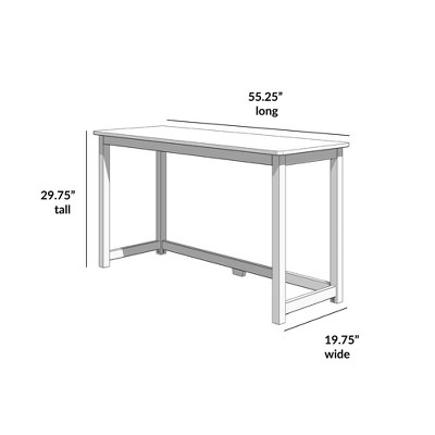 Natural Wood Writing Desk with Solid Wood Legs, 55.25 Inch