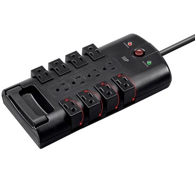 Monoprice 12 Outlet Rotating Surge Protector Power Block / Strip - 10 Feet - Black | Heavy Duty Cord | UL Rated, 4,320 Joules With Grounded And