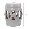 Kumasinova 17.25"Barrel-Shaped Ceramic Top Garden Stool with 300lbs Capacity,Hollow Carved End Table Poolside Table for Patio,Porch&Garden,White - 3 of 4