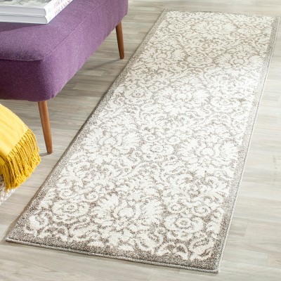 Elegant Gray 27" Stain-Resistant Synthetic Area Rug