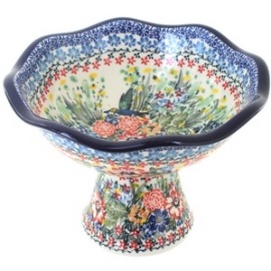 Blue Rose Polish Pottery 660 Ceramika Artystyczna Small Pedestal Dish - 1 of 1