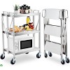 Foldable Utility Cart with Wheels 300LB Large Capacity Collapsible Service Cart XL 3-Tier Rolling Tool Carts - 2 of 4