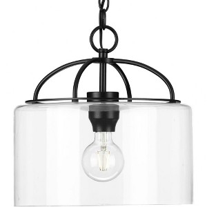 Progress Lighting, Leyden Collection, 1-Light Pendant, Matte Black, Clear Glass Shade - 1 of 3