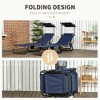 Dracelo folding deck chair pool chair with sun canopy, reclining backrest, steel frame and side pockets, dark blue - 3 of 4