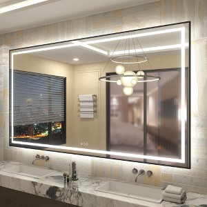 Apmir Super Bright Front & Back LED Lighted Anti-Fog Aluminum Alloy Framed Tempered Glass Bathroom/Vanity Mirror with ETL & 3-Year Warranty - 1 of 4
