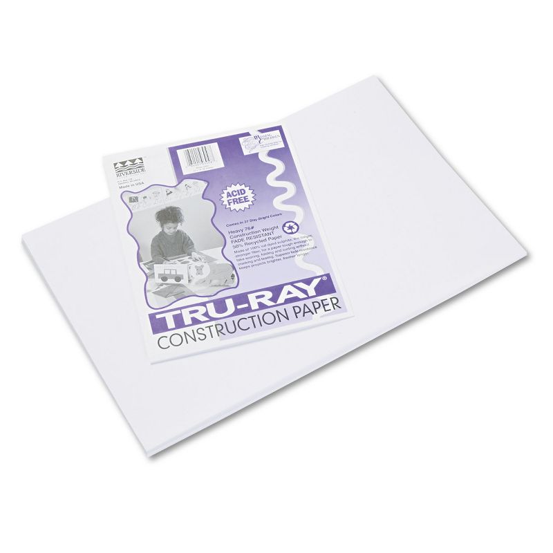 Pacon Tru-Ray 12" x 18" Construction Paper White 50 Sheets (P103058), 1 of 4