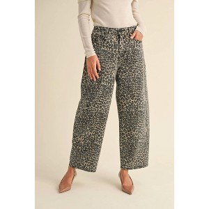 Women's Leopard Barrel Pants - MIOU MUSE - 1 of 3