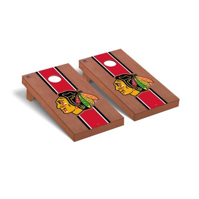 NHL Chicago Blackhawks Premium Cornhole Board Rosewood Stained Stripe Version