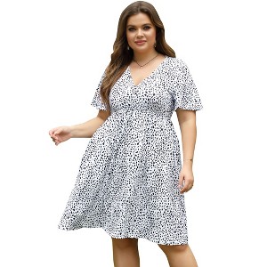 Women's Plus Size A Line Party Mini Dress Knee Length Wrap Dress  redf X-Large - 1 of 1