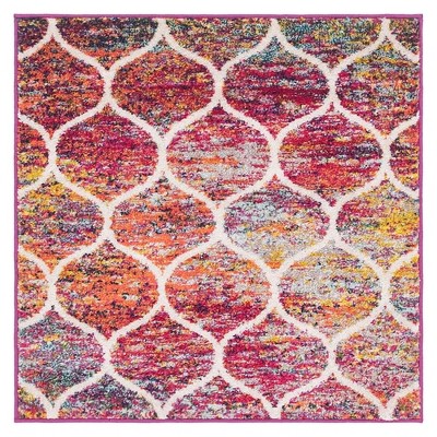 3 ft Square Multi-Color Trellis Synthetic Area Rug