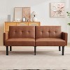 3-Position Adjustable Futon Sofa Bed, Compact Loveseat, Modern Mid-Century Sleeper Sofa, Convertible Couch, Living Room Couches (Grey/Brown) - 2 of 4
