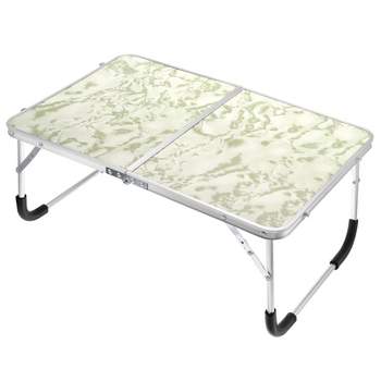 Unique Bargains Bed Sofa Picnic Foldable Portable Working Desk White Green 1 Pc