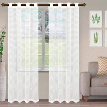 Bohemian Rustic Striped Light Filtering Sheer Curtains, Set of 2 by Blue Nile Mills
