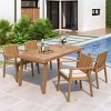 5 PCS Patio Dining Set with Dining Table, Slatted Top Design Table, Acacia Wood Frame Dining Chairs with Polyester Cushion Covers-Coolbibila - 2 of 4