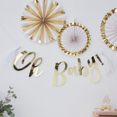 "Oh Baby!" Foiled Party Banner Gold