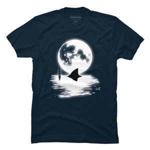 Men's Design By Humans Shark full moon graphic By Udezigns T-Shirt - 1 of 4