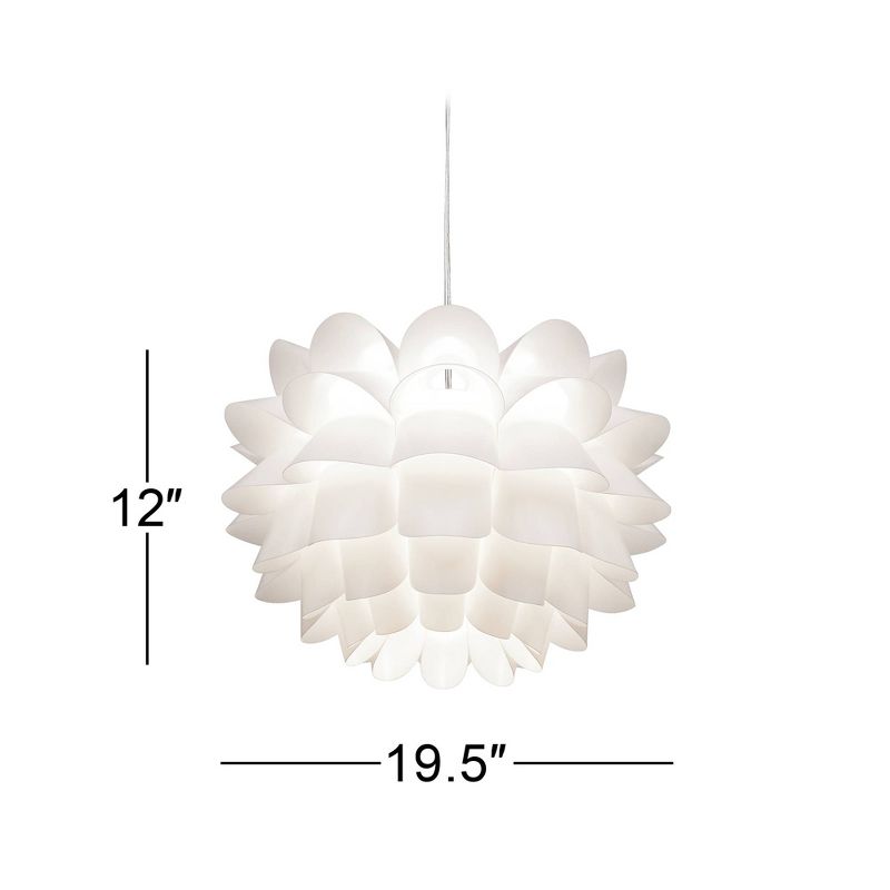 Possini Euro Design White Flower Pendant 19 1/2" Wide Modern Blooming Curved Petals for Dining Room Living House Home Foyer Kitchen Island Entryway, 4 of 10
