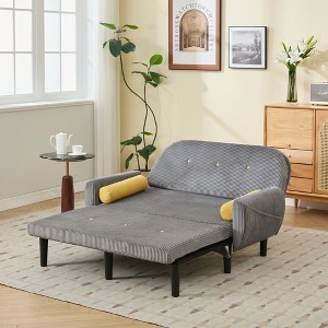 Racxily Corduroy Love Seat, Sleeper Soaf, Day Bed Recliner with Storage Pocket USB Charger, A multiform Couch for Living room - 1 of 4