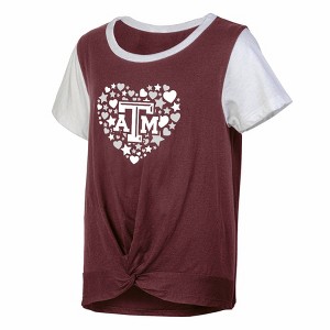 NCAA Texas A&M Aggies Girls' White Tie T-Shirt - 1 of 3