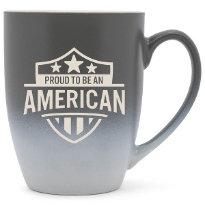100 North United States 10 Ounce Gray and White Two Toned Ombre, Comfortably Fits Your Hands, Ceramic Tea Coffee Cup Mug, Proud To Be An American - 1 of 1